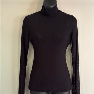 Elegant Sheer Black Turtleneck Top
